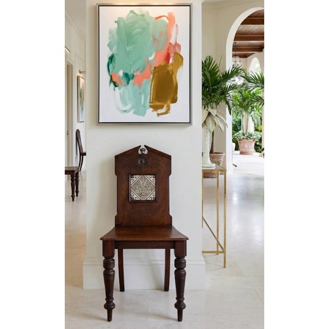 Late 19th-Century Victorian Aesthetic Movement Walnut Hall Chair With Inset Tazza Tile For Sale - Image 9 of 10