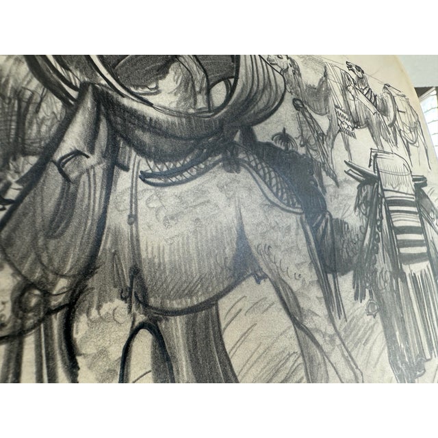 Millard Sheets (1907-1989) Original Pencil Sketch Camels and Figures, Framed For Sale - Image 10 of 17