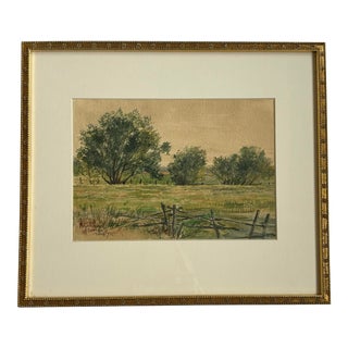Landscape Watercolor Signed and Dated For Sale