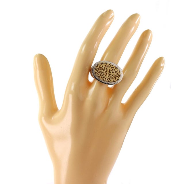 Contemporary Lois Hill Ring Sterling Silver Oval Top Scroll Design For Sale - Image 3 of 5