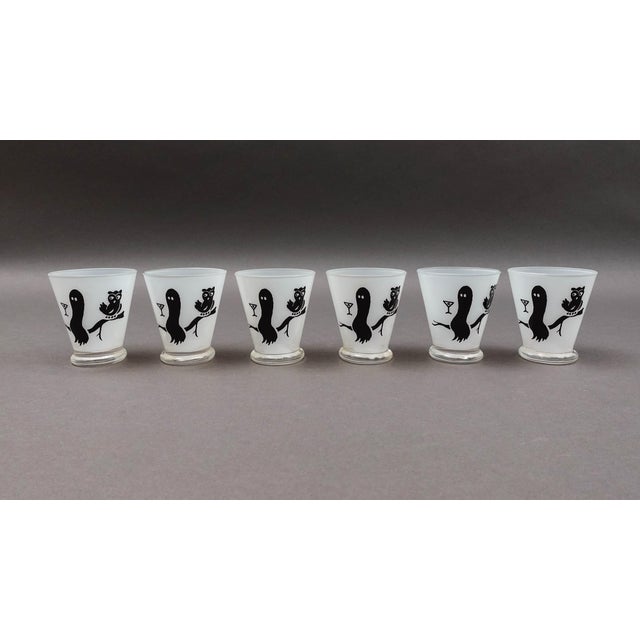 Federal Glass Mid 20th Century Federal Glass Friendly Spirits Ghost Barware Glasses- Set of 6 For Sale - Image 4 of 8