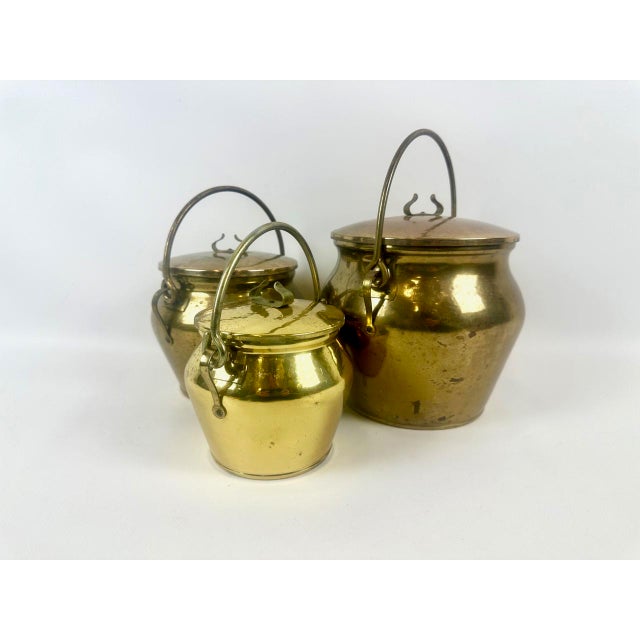 Metal Vintage Swedish Brass Pulp Pots from Skultuna, 1980s, Set of 3 For Sale - Image 7 of 15