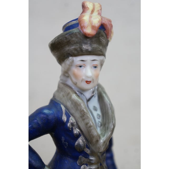 Ceramic Antique Sitzendorf Voigt Brothers Porcelain Napoleonic Soldier Figurines 8" For Sale - Image 7 of 15