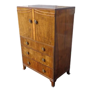 Antique Burl Walnut Dresser, Armoire or Linen Cabinet