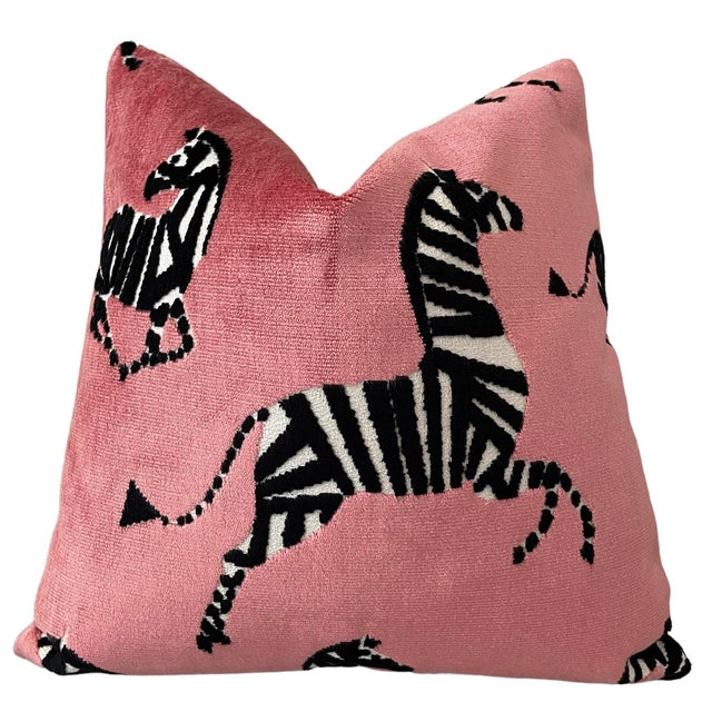 18x18 Pink Velvet Zebra Pillow Cover Chairish