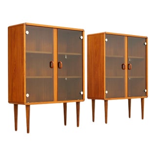 1960s Pair of Mid Century Teak Display Cabinets For Sale