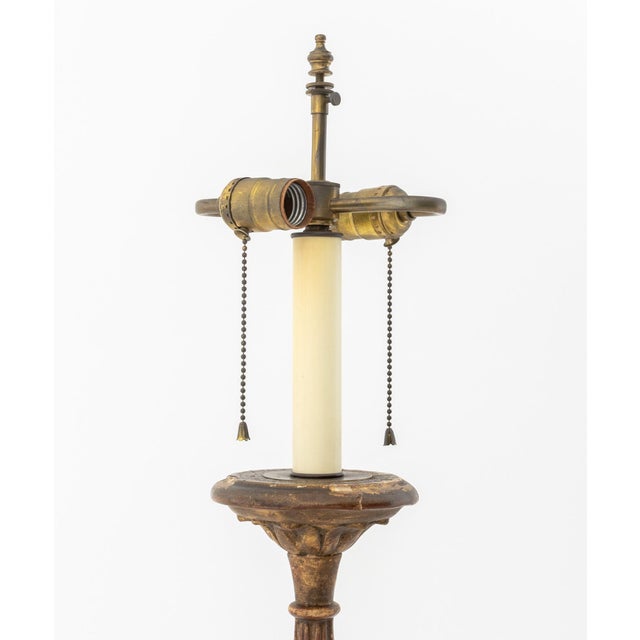 Italian Baroque Revival Giltwood Table Lamps, Pair For Sale - Image 4 of 8