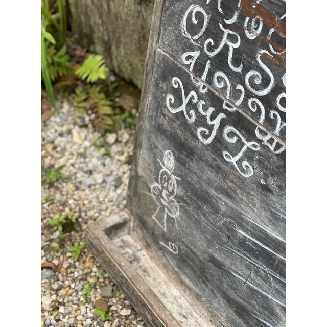 1940s Country French School House Chalkboard Painting on Wood Panel, 1942 For Sale - Image 5 of 9