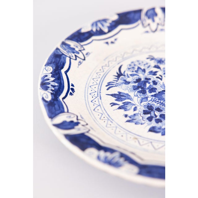 Farmhouse Antique 19th Century Dutch Delft Faience Floral Plate For Sale - Image 3 of 7