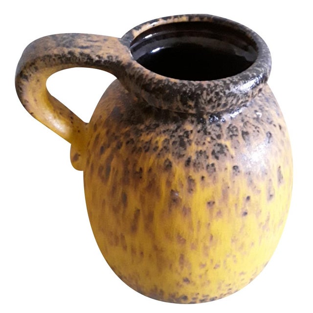1970s German Fat Lava Style Ceramic Handle Jug or Vase with Yellow, Brown & Black Gradient Glaze, 1970s For Sale - Image 5 of 5