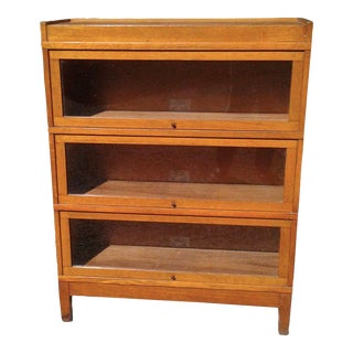 Antique Globe Wernicke Quarter Sawn Oak 3 Stack Barrister Bookcase Mission 1930s For Sale