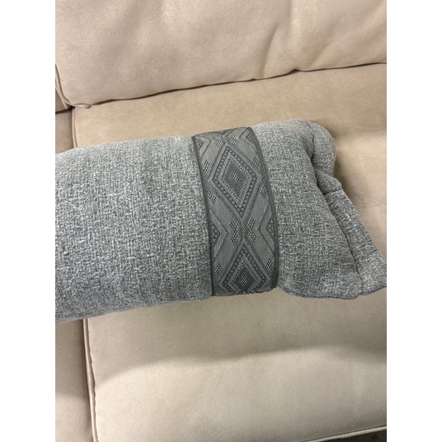 Textured Gray Bolster Pillow For Sale In San Francisco - Image 6 of 12