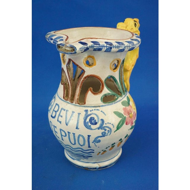 White 20th Century Drink if You Can Pitcher in Perforated Majolica Ceramic by Fuschini & Rosa, Acquapendente, Italy, 1920s For Sale - Image 8 of 18