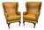 Vintage English Wingback Chairs in Leather, 1980s, Set of 2 For Sale