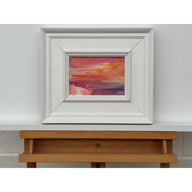 Sunset Study - Pink & Orange Miniature Abstract Landscape Art by British Artist 2025 For Sale - Image 12 of 18