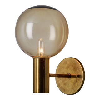 1960s Hans Agne Jakobsson #V149 Glass & Brass Wall Lamp for Markaryd For Sale