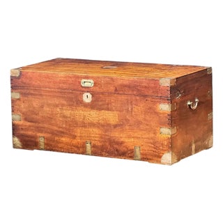 British Campaign Military Officer's Trunk or Chest of Brass-Bound Camphorwood For Sale