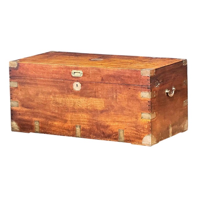British Campaign Military Officer's Trunk or Chest of Brass-Bound Camphorwood For Sale
