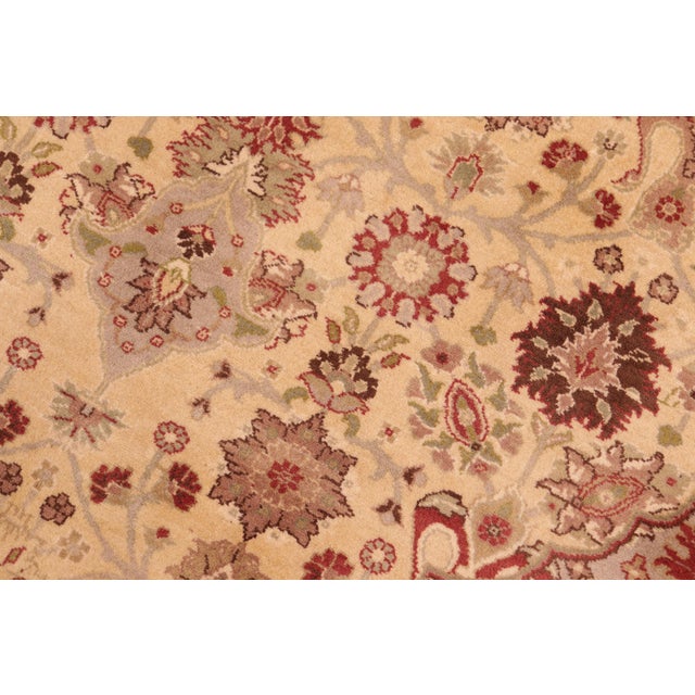 1990s Shabby Chic 1990's Pak-Persian Beige/Green Wool Rug - 6'0'' X 9'2'' For Sale - Image 5 of 9
