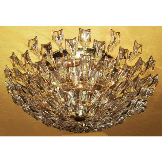 1970s Italian Gilt Brass and Crystal Ceiling Lamp from Stilkronen, 1970s For Sale - Image 5 of 11