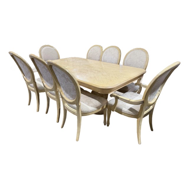 Bernhardt Two Pedestal Dining Set - Eight Chairs For Sale