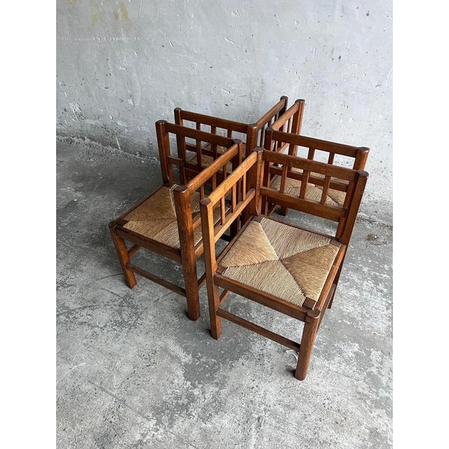 Brutalist Oak Armchairs, 1950s, Set of 4 For Sale - Image 10 of 11