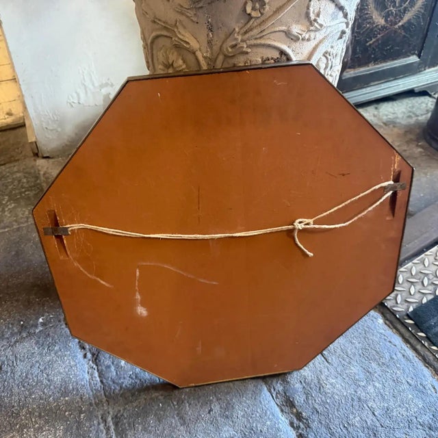1960s Gio Ponti Style Mid-Century Modern Brass Octagonal Wall Mirror For Sale - Image 14 of 15