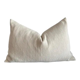 Newport Cream Textured Linen Lumbar Pillow For Sale