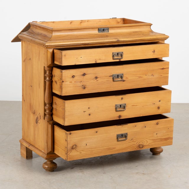 Farmhouse 19th Century Danish Pine Chest of Four Drawers With Hidden Top Storage For Sale - Image 3 of 17