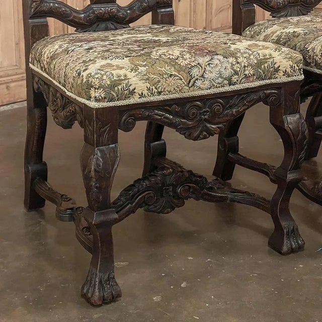 Wood Pair Antique Italian Renaissance Side Chairs For Sale - Image 7 of 13