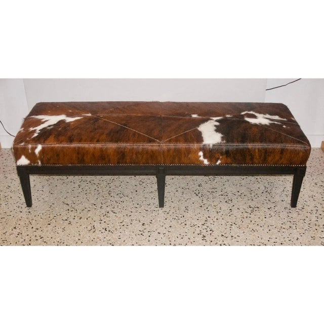Early 21st Century Cowhide 60" Black Bench For Sale - Image 5 of 6