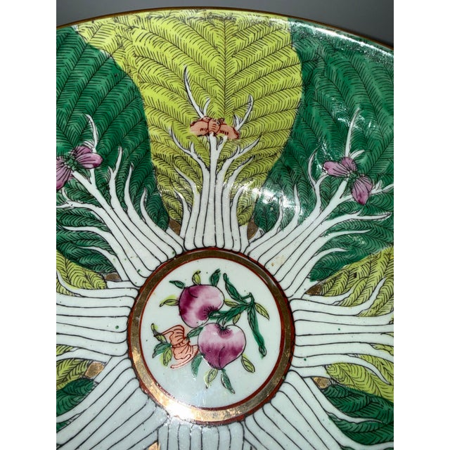 Late 20th Century Vintage 10" Bok Choy / Famille Verte Bowl for Lord and Taylor For Sale - Image 5 of 10