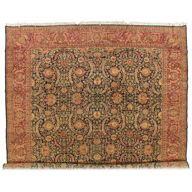 Antique Kerman Carpet, Persian Handmade Oriental Rug, Red and Blue, Allover For Sale - Image 13 of 13