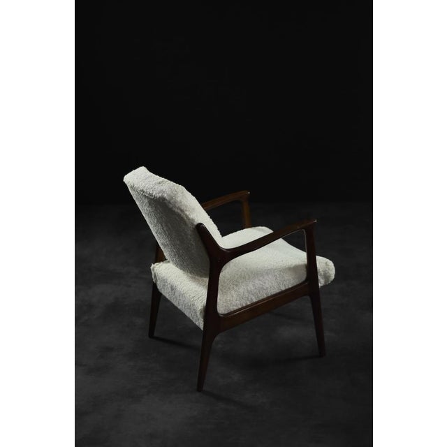 Mid-Century Modern Scandinavian Teak White Armchair Domus by Inge Andersson for Bröderna Andersson, 1960s For Sale - Image 4 of 18