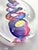 Glass 1990s Adam Jablonski Art Glass Teardrop Swirl Ribbon Purple Blue Paperweight Sculpture For Sale - Image 7 of 9