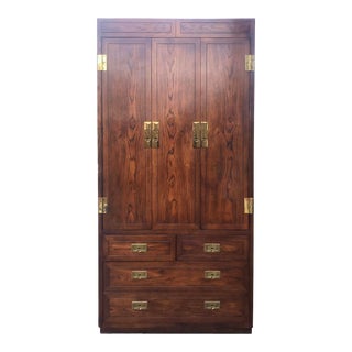 Vintage Campaign Armoire by Henredon — Scene One For Sale