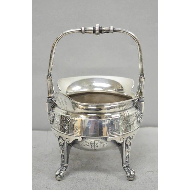 Antique John Carrow English Regency Silver Plated Paw Foot Etched Sugar Bowl For Sale In Philadelphia - Image 6 of 12