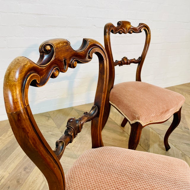 Set of Four Late Victorian Solid Walnut Dining Chairs, 19th Century. They are of great quality and have beautiful form,...