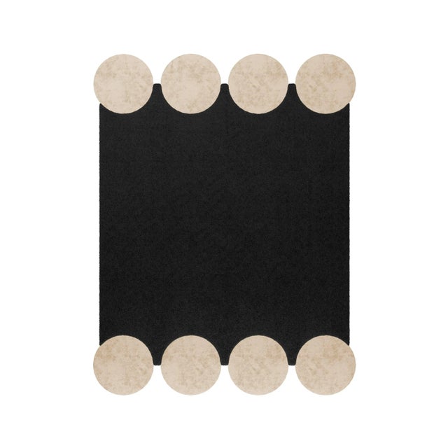 Tapis Shaped 69 is a Memphis Design style rug in black and off-white, a classic yet sophisticated color combination. with...