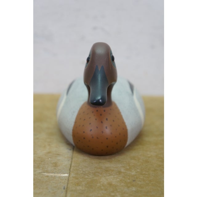 Wood Vintage 1977 the Decoy Shop Hand-Carved White Pine Green-Winged Teal Drake Decoy For Sale - Image 7 of 14