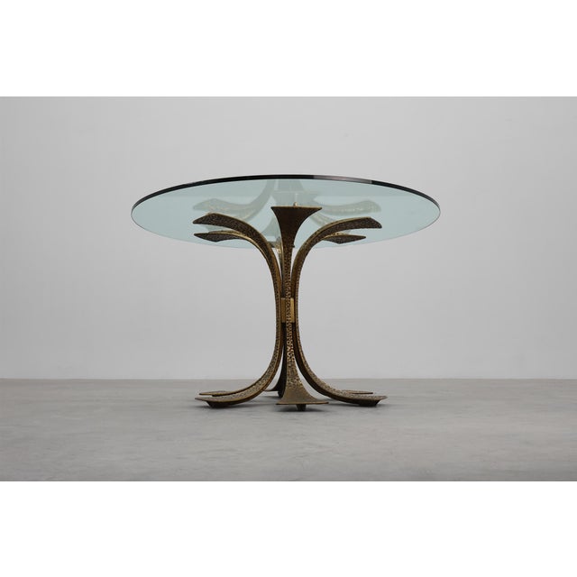 Mid-Century Modern Italian Table in Bronze with Glass Top, 1970s For Sale - Image 6 of 14
