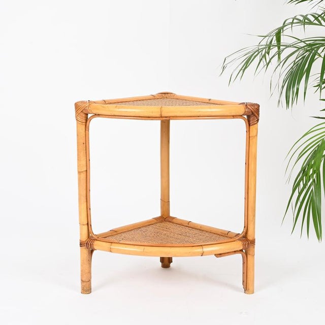 Wood French Riviera Nightstands or Side Tables in Bamboo Rattan, Italy, 1970s, Set of 2 For Sale - Image 7 of 15