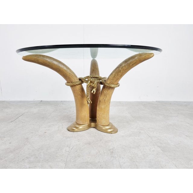 Gold Vintage Faux Tusk Center Table or Side Table, 1970s For Sale - Image 8 of 12