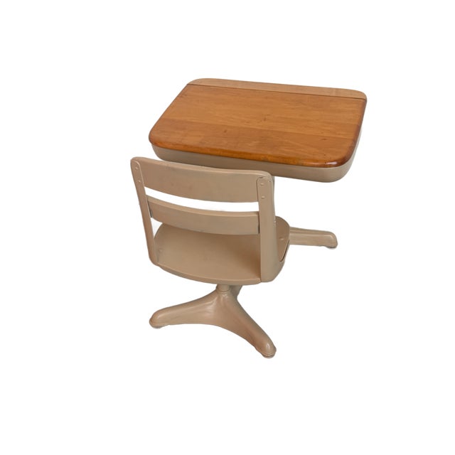 1940's American Seating Co. School Desk and Chair For Sale - Image 10 of 11