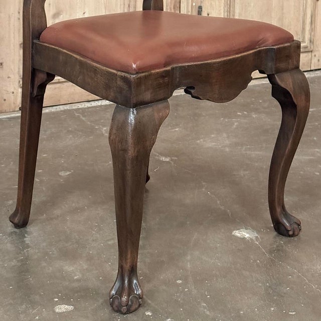 Set of Eight Antique Oak Chippendale Dining Chairs With Leather For Sale - Image 17 of 18