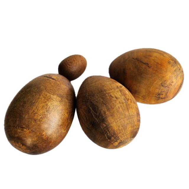 Contemporary Handcarved Root Wood Eggs, Set of 4 For Sale - Image 3 of 7