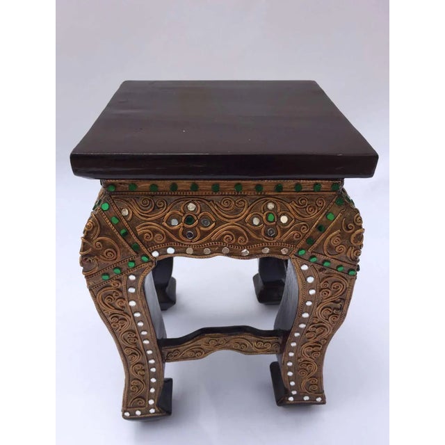 Folk Art 1960 Asian Wooden Temple Gilded Low Table For Sale - Image 3 of 12