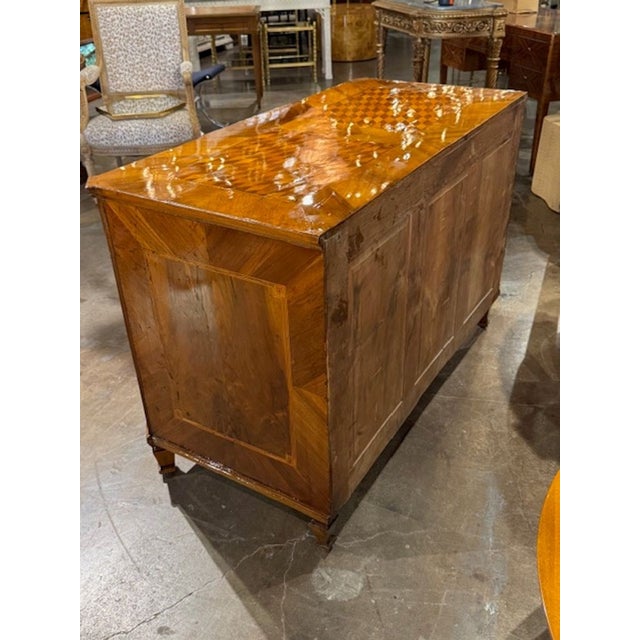 Neoclassical 19th Century Italian Inlaid Walnut Commode For Sale - Image 3 of 6