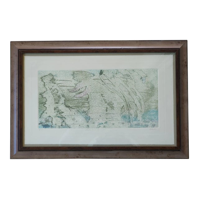 1982 "Rush Hour Blizzard" Abstract Framed New York Cityscape Wash Etching by Gerard Lehner For Sale
