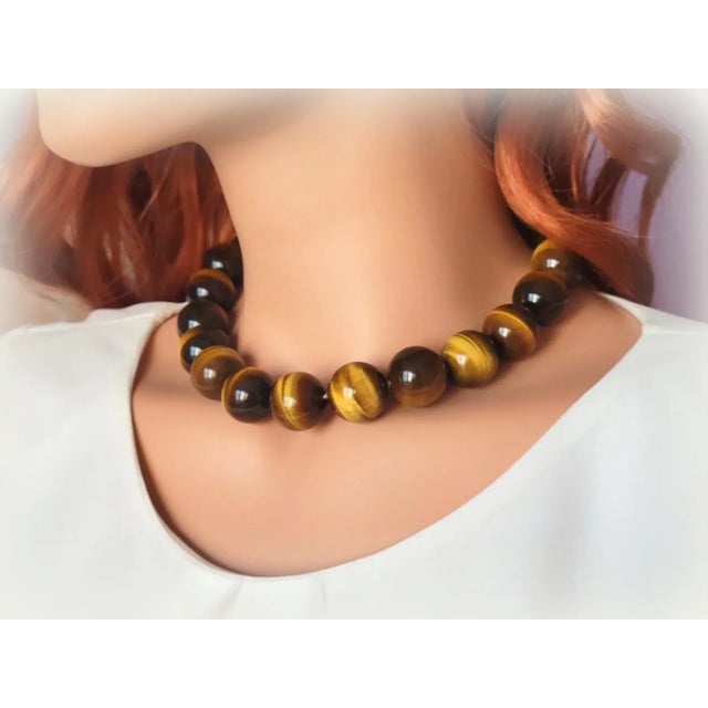 Early 21st Century Tiger Eye Beaded Necklace For Sale - Image 5 of 8
